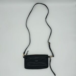 LODIS Leather Convertible Crossbody Bag Wrislet Large Wallet Organizer BLACK‎